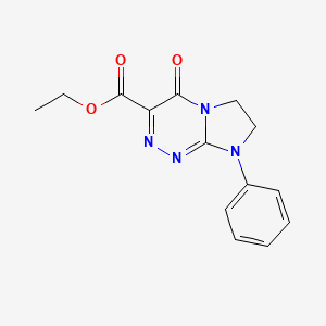 molecular formula C14H14N4O3 B1419363 Ethyl 4-oxo-8-phenyl-4,6,7,8-tetrahydroimidazo[2,1-c][1,2,4]triazine-3-carboxylate CAS No. 1038994-32-9
