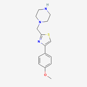 molecular formula C15H19N3OS B1419374 1-{[4-(4-Methoxyphenyl)-1,3-thiazol-2-yl]methyl}piperazine CAS No. 1040631-45-5