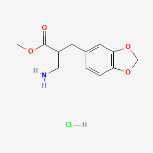 molecular formula C12H16ClNO4 B1419397 methyl 3-amino-2-(2H-1,3-benzodioxol-5-ylmethyl)propanoate hydrochloride CAS No. 1208967-17-2
