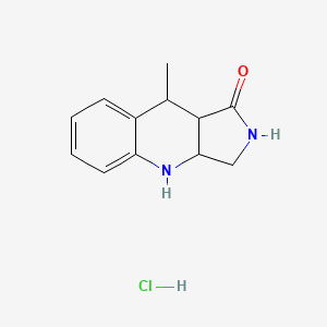 molecular formula C12H15ClN2O B1419411 9-methyl-1H,2H,3H,3aH,4H,9H,9aH-pyrrolo[3,4-b]quinolin-1-one hydrochloride CAS No. 1212425-15-4