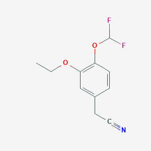 molecular formula C11H11F2NO2 B1419428 2-[4-(Difluoromethoxy)-3-ethoxyphenyl]acetonitrile CAS No. 1193389-10-4