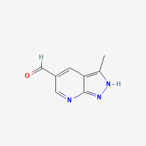 molecular formula C8H7N3O B1419438 3-methyl-1H-pyrazolo[3,4-b]pyridine-5-carbaldehyde CAS No. 885223-66-5