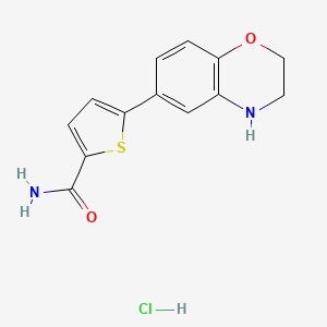 molecular formula C13H13ClN2O2S B1419451 5-(3,4-dihydro-2H-1,4-benzoxazin-6-yl)thiophene-2-carboxamide hydrochloride CAS No. 1209773-69-2