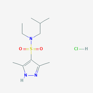 molecular formula C11H22ClN3O2S B1419455 N-ethyl-3,5-dimethyl-N-(2-methylpropyl)-1H-pyrazole-4-sulfonamide hydrochloride CAS No. 1239484-85-5