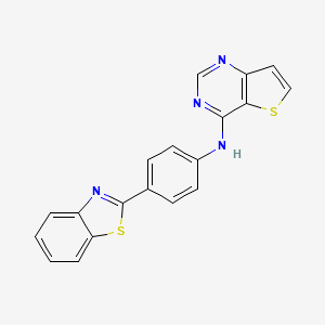 molecular formula C19H12N4S2 B14194623 N-[4-(1,3-Benzothiazol-2-yl)phenyl]thieno[3,2-d]pyrimidin-4-amine CAS No. 920519-98-8