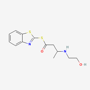 molecular formula C13H16N2O2S2 B14194999 S-1,3-Benzothiazol-2-yl 3-[(2-hydroxyethyl)amino]butanethioate CAS No. 921222-74-4