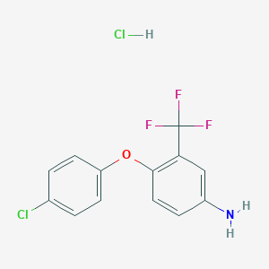molecular formula C13H10Cl2F3NO B1419500 4-(4-Chlorophenoxy)-3-(trifluoromethyl)aniline hydrochloride CAS No. 1185143-03-6