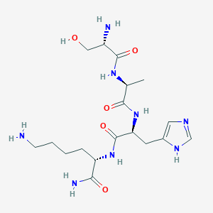 molecular formula C18H32N8O5 B14195209 L-Seryl-L-alanyl-L-histidyl-L-lysinamide CAS No. 834861-82-4