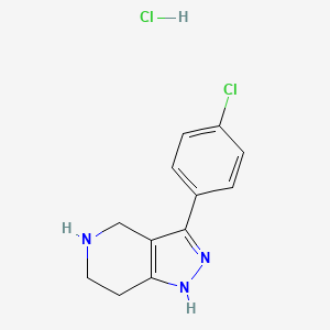molecular formula C12H13Cl2N3 B1419527 3-(4-Chlorophenyl)-4,5,6,7-tetrahydro-1H-pyrazolo[4,3-c]pyridine hydrochloride CAS No. 87628-52-2