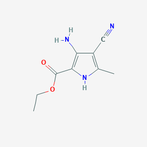 molecular formula C9H11N3O2 B1419539 Ethyl 3-amino-4-cyano-5-methyl-1H-pyrrole-2-carboxylate CAS No. 74455-30-4