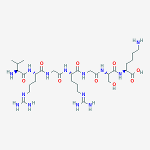 molecular formula C30H58N14O9 B14195453 L-Valyl-N~5~-(diaminomethylidene)-L-ornithylglycyl-N~5~-(diaminomethylidene)-L-ornithylglycyl-L-seryl-L-lysine CAS No. 848644-20-2