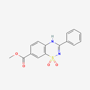 molecular formula C15H12N2O4S B1419571 Methyl 1,1-dioxo-3-phenyl-4H-1$L^{6},2,4-benzothiadiazine-7-carboxylate CAS No. 1210774-95-0