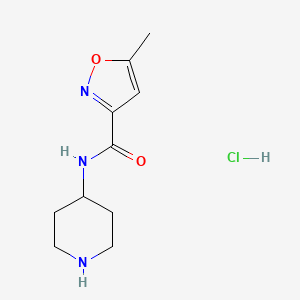molecular formula C10H15N3O2 B1419573 5-methyl-N-(piperidin-4-yl)-1,2-oxazole-3-carboxamide hydrochloride CAS No. 1209330-86-8
