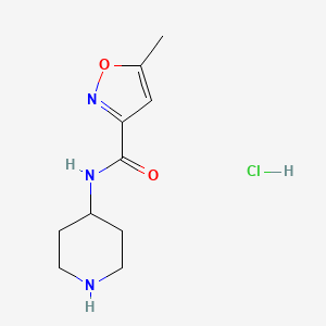 molecular formula C10H16ClN3O2 B1419573 5-methyl-N-(piperidin-4-yl)-1,2-oxazole-3-carboxamide hydrochloride CAS No. 1209330-86-8