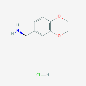 molecular formula C10H14ClNO2 B1419584 (1R)-1-(2,3-dihydro-1,4-benzodioxin-6-yl)ethan-1-amine hydrochloride CAS No. 1212291-95-6