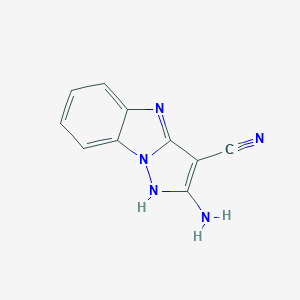 molecular formula C10H7N5 B141959 2-amino-4H-benzo[4,5]imidazo[1,2-b]pyrazole-3-carbonitrile CAS No. 158591-06-1