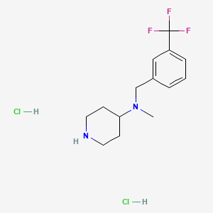 molecular formula C14H21Cl2F3N2 B1419595 N-methyl-N-{[3-(trifluoromethyl)phenyl]methyl}piperidin-4-amine dihydrochloride CAS No. 1211640-22-0