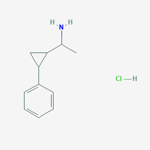 B1419601 1-(2-Phenylcyclopropyl)ethan-1-amine hydrochloride CAS No. 1212189-77-9