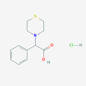 molecular formula C12H16ClNO2S B1419603 2-Phenyl-2-(thiomorpholin-4-yl)acetic acid hydrochloride CAS No. 1214028-77-9