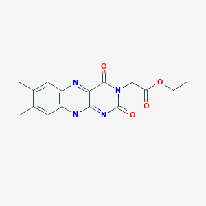 molecular formula C17H18N4O4 B141961 Ethyl 2-(7,8,10-trimethyl-2,4-dioxobenzo[g]pteridin-3-yl)acetate CAS No. 74178-39-5