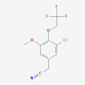 molecular formula C11H9ClF3NO2 B1419672 2-[3-Chloro-5-methoxy-4-(2,2,2-trifluoroethoxy)phenyl]acetonitrile CAS No. 1209937-54-1