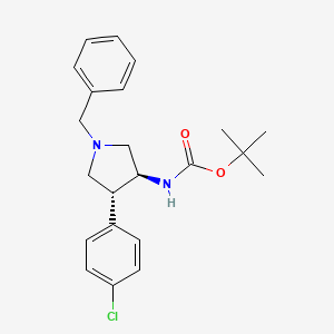 Trans (+/-)-tert-butyl 1-benzyl-4-(4-chlorophenyl) pyrrolidin-3-ylcarbamate