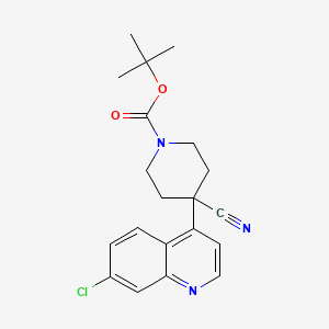 molecular formula C20H22ClN3O2 B1419689 Tert-butyl 4-(7-chloroquinolin-4-YL)-4-cyanopiperidine-1-carboxylate CAS No. 1015856-31-1