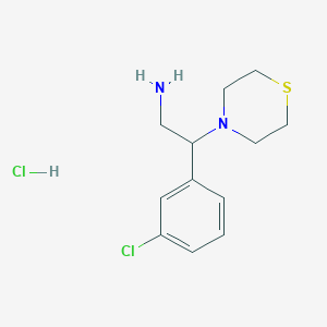 molecular formula C12H18Cl2N2S B1419695 2-(3-Chlorophenyl)-2-thiomorpholinoethanamine hydrochloride CAS No. 1189499-17-9
