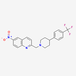 molecular formula C22H20F3N3O2 B14197065 Quinoline, 6-nitro-2-[[4-[4-(trifluoromethyl)phenyl]-1-piperidinyl]methyl]- CAS No. 832102-91-7