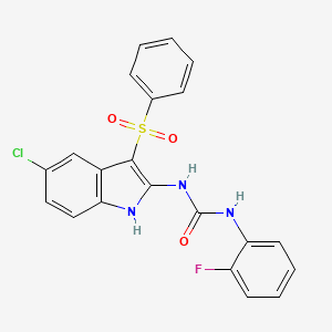 molecular formula C21H15ClFN3O3S B14197278 N-[3-(Benzenesulfonyl)-5-chloro-1H-indol-2-yl]-N'-(2-fluorophenyl)urea CAS No. 918493-25-1