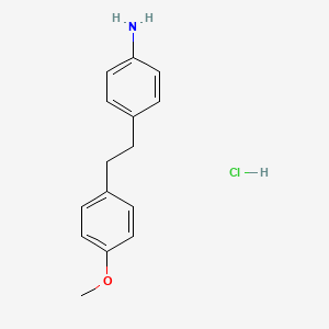 molecular formula C15H18ClNO B1419737 {4-[2-(4-甲氧基苯基)乙基]苯基}胺盐酸盐 CAS No. 174340-00-2