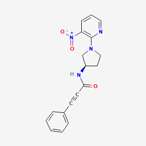 molecular formula C18H16N4O3 B14197558 N-[(3R)-1-(3-Nitropyridin-2-yl)pyrrolidin-3-yl]-3-phenylprop-2-ynamide CAS No. 833452-32-7