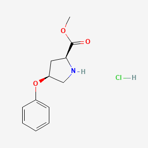 molecular formula C12H16ClNO3 B1419758 Methyl (2S,4S)-4-phenoxy-2-pyrrolidinecarboxylate hydrochloride CAS No. 93967-76-1
