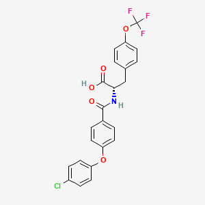 molecular formula C23H17ClF3NO5 B14197680 N-[4-(4-Chlorophenoxy)benzoyl]-O-(trifluoromethyl)-L-tyrosine CAS No. 921623-23-6