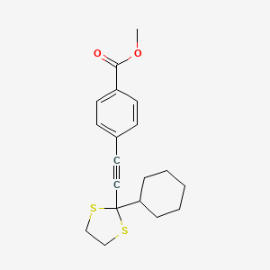 molecular formula C19H22O2S2 B14198061 Methyl 4-[(2-cyclohexyl-1,3-dithiolan-2-yl)ethynyl]benzoate CAS No. 920979-47-1