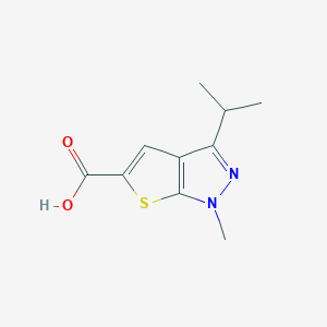 molecular formula C10H12N2O2S B1419830 1-methyl-3-(propan-2-yl)-1H-thieno[2,3-c]pyrazole-5-carboxylic acid CAS No. 1094271-45-0