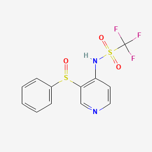 molecular formula C12H9F3N2O3S2 B14198349 N-(3-phenylsulfinyl-4-pyridinyl)trifluoromethanesulfonamide CAS No. 833455-61-1