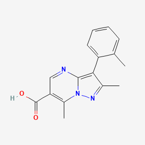 molecular formula C16H15N3O2 B1419843 2,7-Dimethyl-3-(2-methylphenyl)pyrazolo[1,5-a]pyrimidine-6-carboxylic acid CAS No. 1204296-17-2