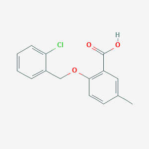 molecular formula C15H13ClO3 B1419846 2-[(2-Chlorophenyl)methoxy]-5-methylbenzoic acid CAS No. 1053116-94-1