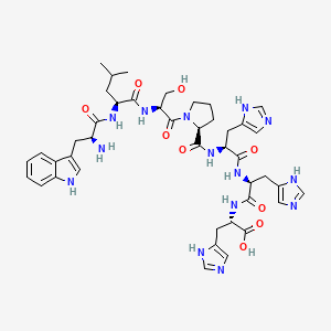 molecular formula C43H56N14O9 B14198507 L-Tryptophyl-L-leucyl-L-seryl-L-prolyl-L-histidyl-L-histidyl-L-histidine CAS No. 920011-57-0