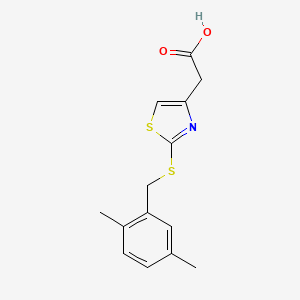 molecular formula C14H15NO2S2 B1419857 {2-[(2,5-Dimethylbenzyl)thio]-1,3-thiazol-4-yl}acetic acid CAS No. 1050101-82-0