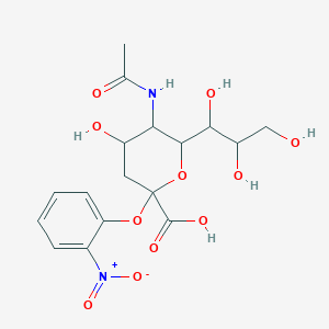molecular formula C17H22N2O11 B141989 5-acetamido-4-hydroxy-2-(2-nitrophenoxy)-6-(1,2,3-trihydroxypropyl)oxane-2-carboxylic Acid CAS No. 157707-92-1