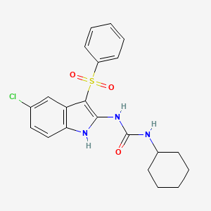 molecular formula C21H22ClN3O3S B14198912 N-[3-(Benzenesulfonyl)-5-chloro-1H-indol-2-yl]-N'-cyclohexylurea CAS No. 918493-81-9