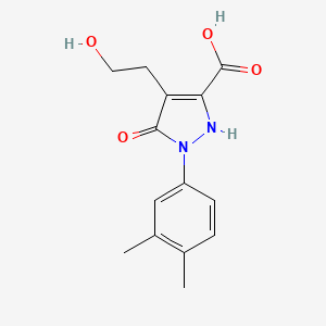 molecular formula C14H16N2O4 B1419908 1-(3,4-dimethylphenyl)-4-(2-hydroxyethyl)-5-oxo-2,5-dihydro-1H-pyrazole-3-carboxylic acid CAS No. 1204298-38-3