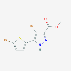 molecular formula C9H6Br2N2O2S B1419921 methyl 4-bromo-3-(5-bromo-2-thienyl)-1H-pyrazole-5-carboxylate CAS No. 1312683-39-8