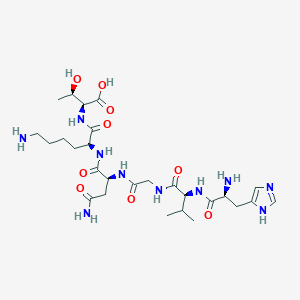 molecular formula C27H46N10O9 B14199274 L-Histidyl-L-valylglycyl-L-asparaginyl-L-lysyl-L-threonine CAS No. 873656-31-6