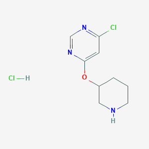 molecular formula C9H13Cl2N3O B1419931 6-Chloro-4-pyrimidinyl 3-piperidinyl ether hydrochloride CAS No. 1185311-81-2
