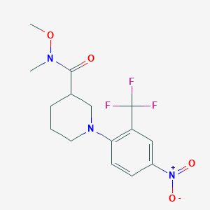 molecular formula C15H18F3N3O4 B1419951 N-Methoxy-N-methyl-1-(4-nitro-2-(trifluoromethyl)phenyl)piperidine-3-carboxamide CAS No. 1171918-79-8