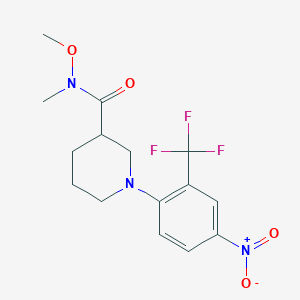 molecular formula C15H18F3N3O4 B1419951 N-甲氧基-N-甲基-1-[4-硝基-2-(三氟甲基)-苯基]-3-哌啶甲酰胺 CAS No. 1171918-79-8