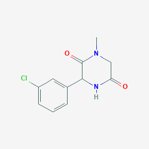molecular formula C11H11ClN2O2 B1419959 3-(3-Chlorophenyl)-1-methylpiperazine-2,5-dione CAS No. 1214159-00-8
